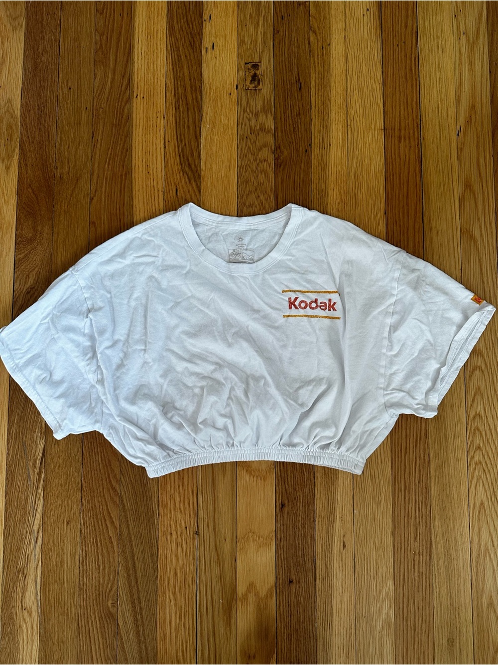 Kodak White Cropped Tee with Orange Logo